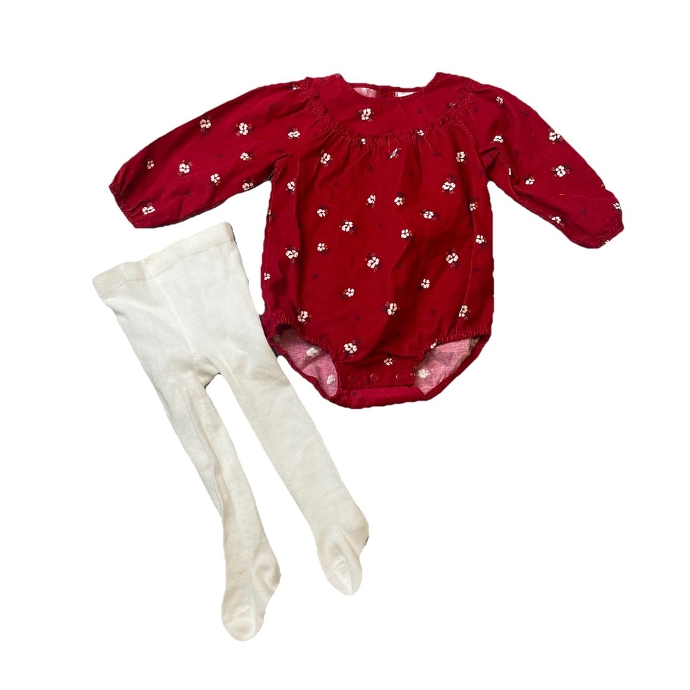 Carter's Floral 2-Piece Shirt & Tights Set 18M Christmas Valentine Clothing NWOT